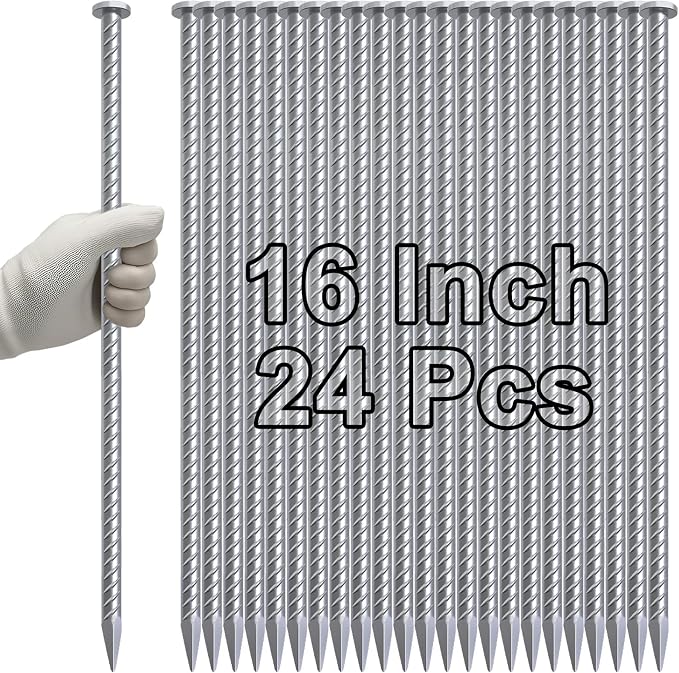 VVOKGO 16 Inch Rebar Stakes Metal Asphalt Anchoring Spikes Ground, 1/2 Inch by VVOKGO
