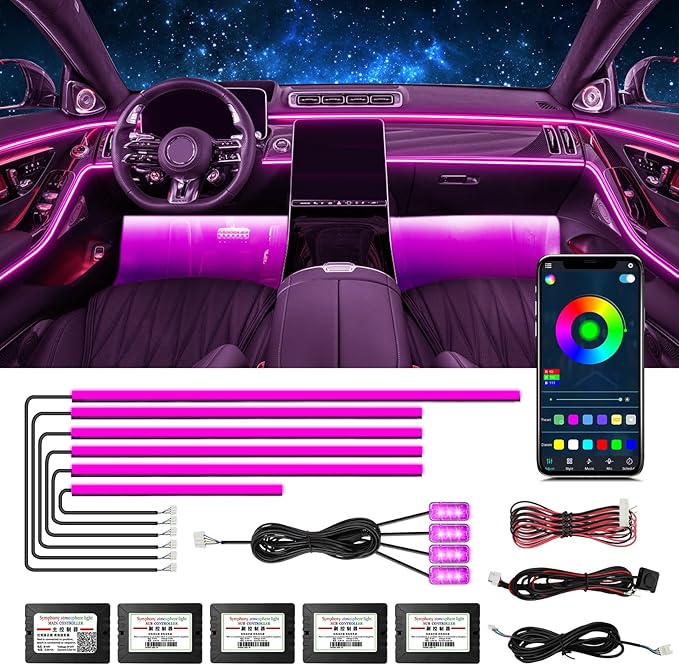 WEBUPAR Acrylic Interior Car Lights, Car Accessories 10 in 1 Car LED Strip by WEBUPAR