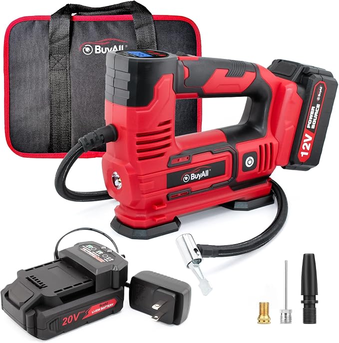 Tire Inflator Portable Air Compressor, 20V Cordless Car Tire Pump by BuyAll