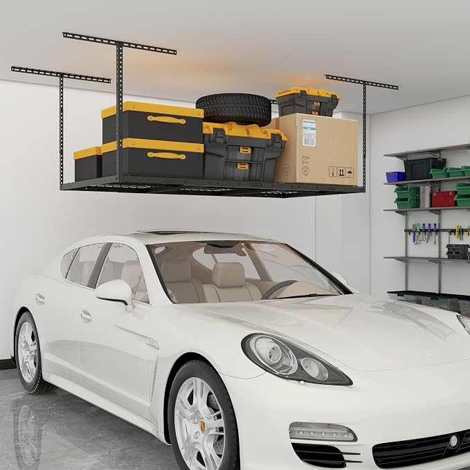 3x6ft Overhead Garage Storage Rack, Heavy Duty Metal Ceiling Shelf, 450lbs by eShelf