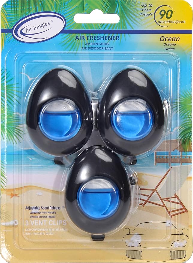 Air Jungles Car Air Freshener Vent Clip 3 Count, Ocean Scent, 4 ml Each by AirJungles