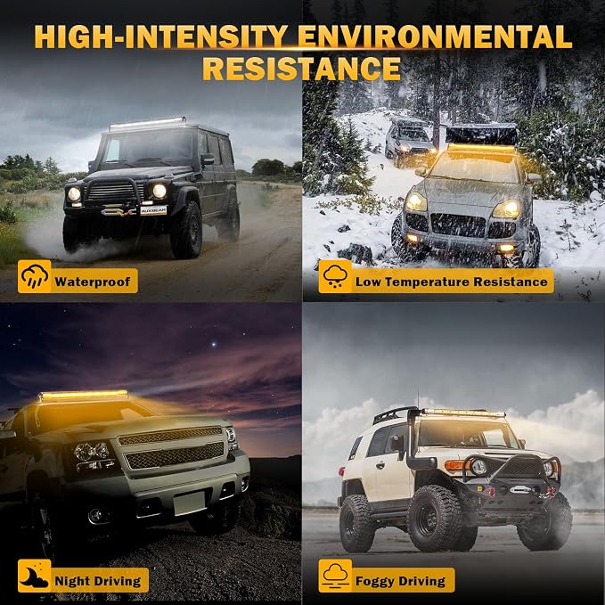 Auxbeam LED Straight Light Bar 50 Inch 288W Amber White Fog Lights, 6 Modes - Image 6