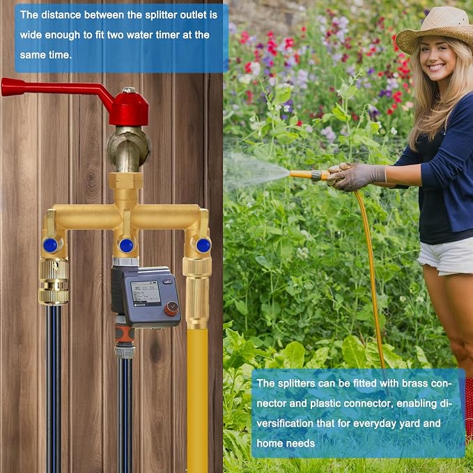 Brass Garden Hose Splitter, 3 Way Hose Splitter, Outdoor Hose Splitter - Image 7