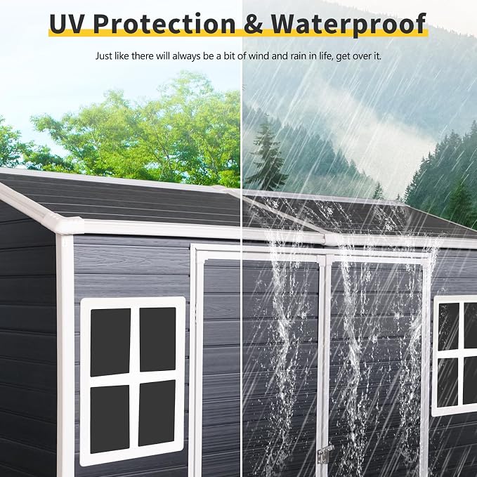 8x4 FT Outdoor Storage Shed, Resin Garden Shed - Image 2