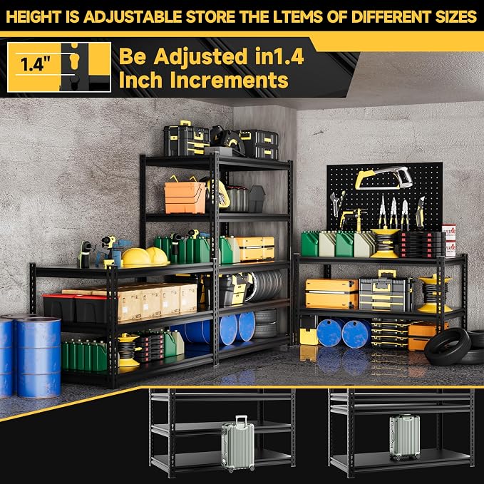 5-Tier 40" W X 20" D X 72" H Storage Shelves 2800LBS Metal Garage Shelving - Image 5