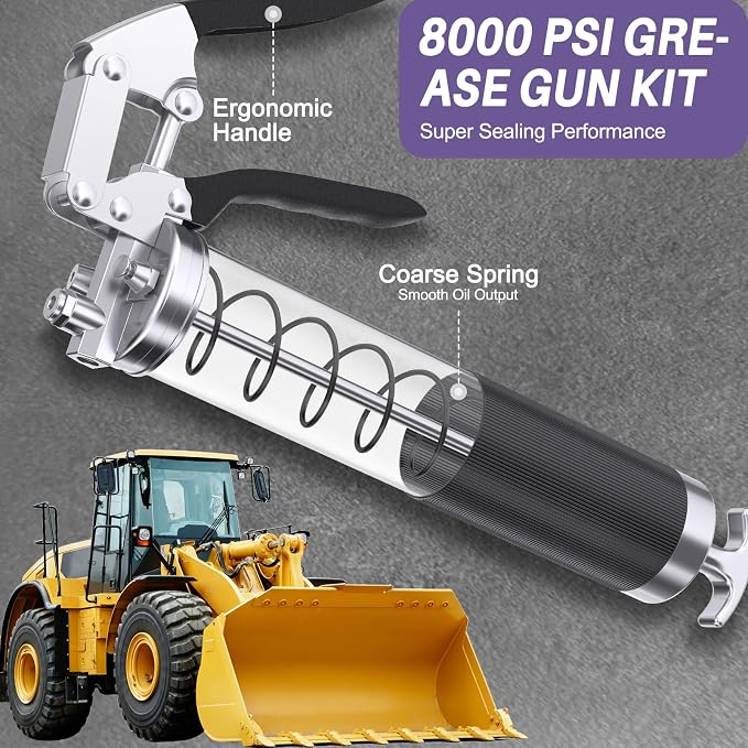 8000 PSI Heavy Duty Grease Gun Kit - 14oz - Image 2