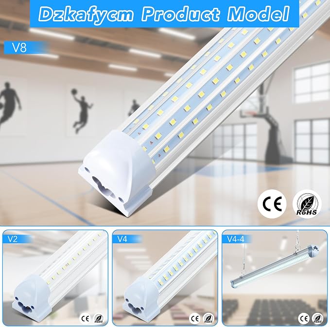 6 Pack 8FT T8 LED Shop Lights, 120W Integrated Tube Light, 19200LM 6000-6500K - Image 7