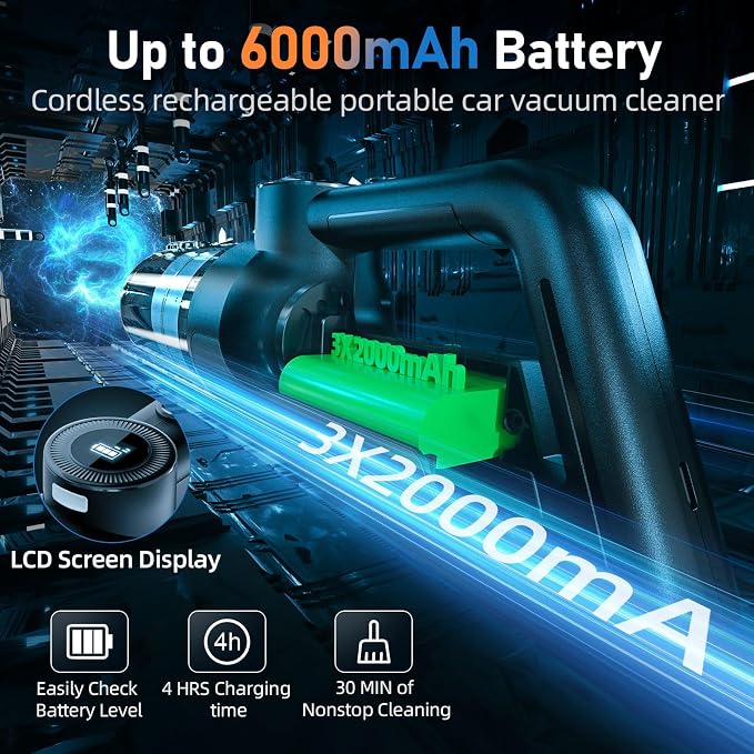 Car Vacuum Cleaner, 21Kpa/30Mins, Mini High Power Pet Portable Handheld - Image 3