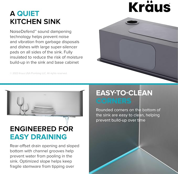 KRAUS Kore 32-Inch Undermount Workstation 16 Gauge Single Bowl Stainless Steel - Image 10