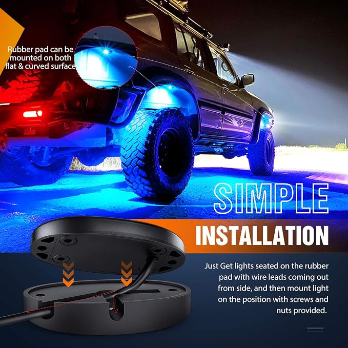 Nilight LED Rock Light Pods Waterproof Under Body Wheel Well Light Exterior - Image 6