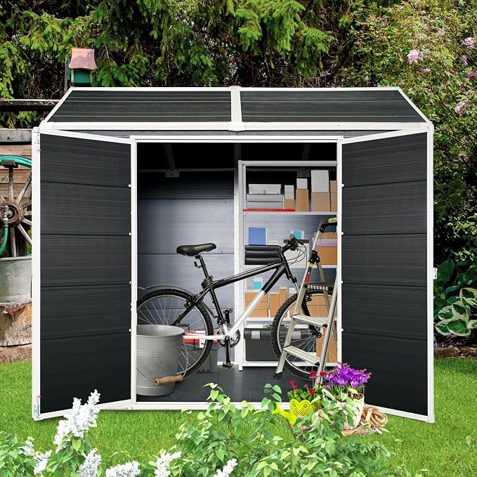 8x4 FT Outdoor Storage Shed, Resin Garden Shed - Image 5
