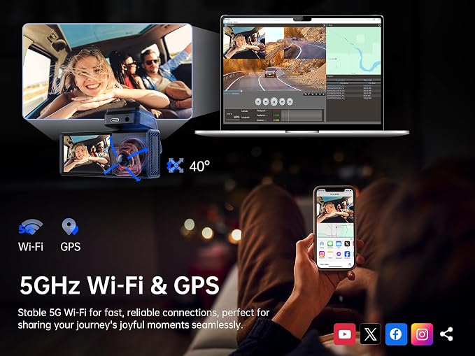 Pelsee 4K 3 Channel Dash Cam Front and Rear Inside, Dash Camera - Image 3