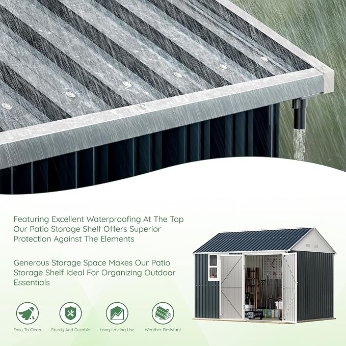 10X8FT Outdoor Steel Storage Shed - Image 7