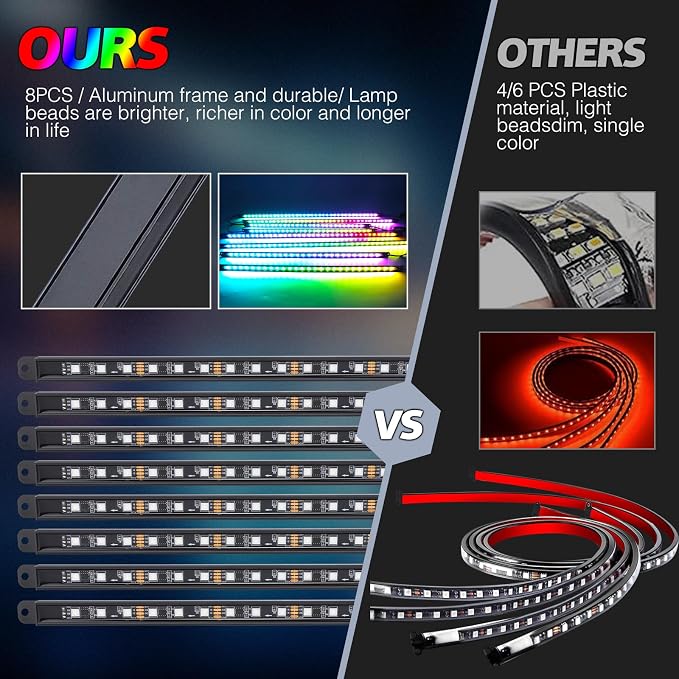 8PCS Car Underglow Light Bar Kit - Image 4