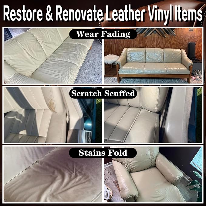 Beige Leather Repair Kit for Furniture Vinyl Car Interior Steering Wheel Car - Image 2