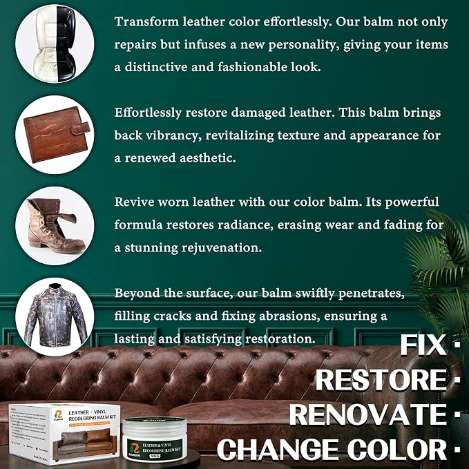 White Leather Repair Kit, Leather Recoloring Balm – Restore & Repair Faded - Image 5
