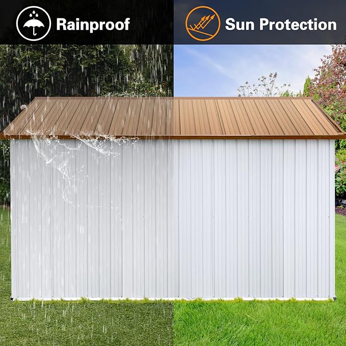 12 x 10 FT Metal Garden Shed, Outdoor Storage Shed - Image 4