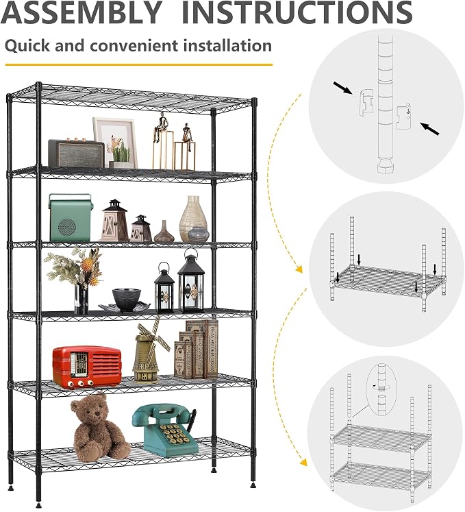 16''Lx42''Wx72''H 6 Shelf Wire Shelving Unit Heavy Duty Metal Storage Shelves - Image 6