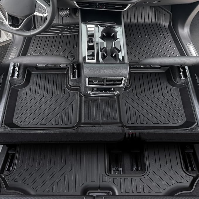 Floor Mats for 2018-2024 2025 Volkswagen VW Atlas 7 Seats, All Weather TPE - Image 2