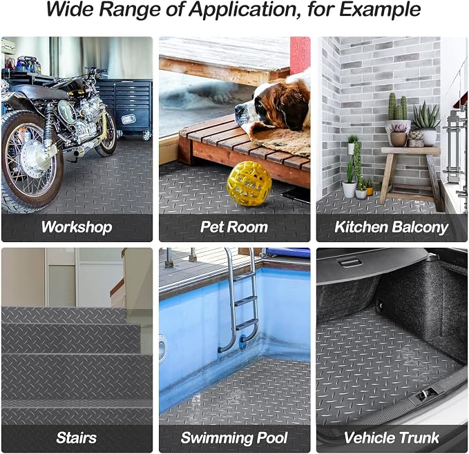 Garage Floor Mat, 4x8.2ft Diamond Rubber Plate Garage Flooring Rolls, Non-Slip - Image 5