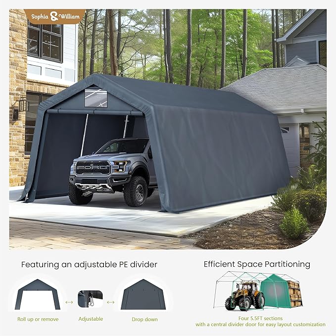 Sophia & William Carport Storage Shed 13x22 ft Portable, Heavy Duty Car Port - Image 3