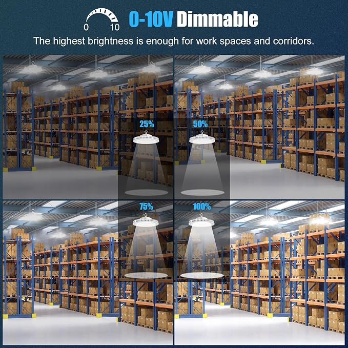 200W High Bay LED Light AC100-277V 29, 000LM UFO Lighting 0-10V Dimmable 5000K - Image 6