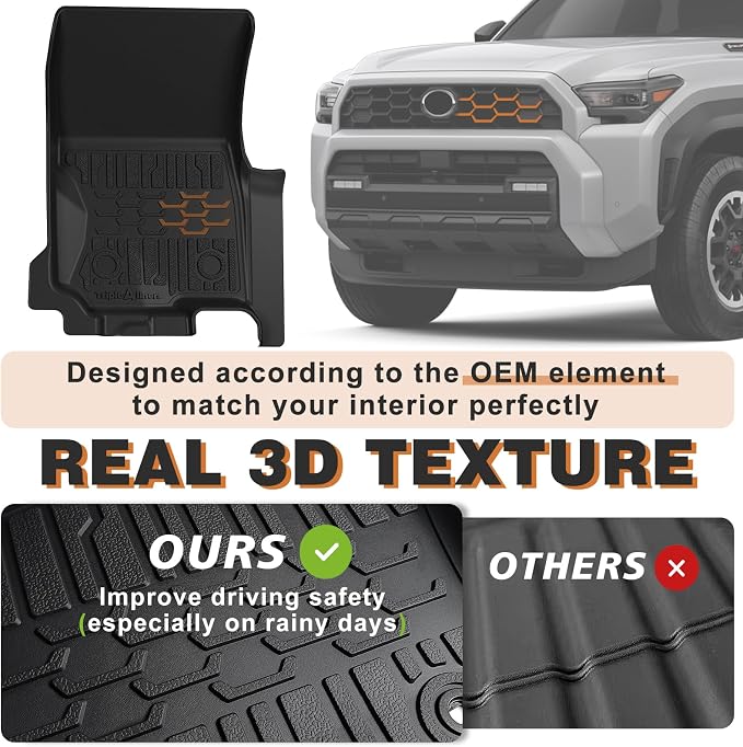 TripleAliners Floor Mats & Trunk Mat & Rear Seatback Cover All Weather TPE - Image 5