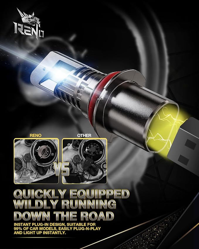 RENO 9007 Bulb, 9007 Fog Light Bulbs 6000k White Lights Cool Fan Fanless In - Image 6