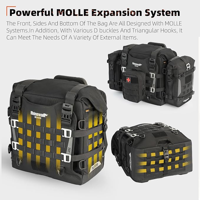 Rhinowalk Motorcycle Saddlebag 35L Waterproof, Quick Release Motorbike Side Bag - Image 4