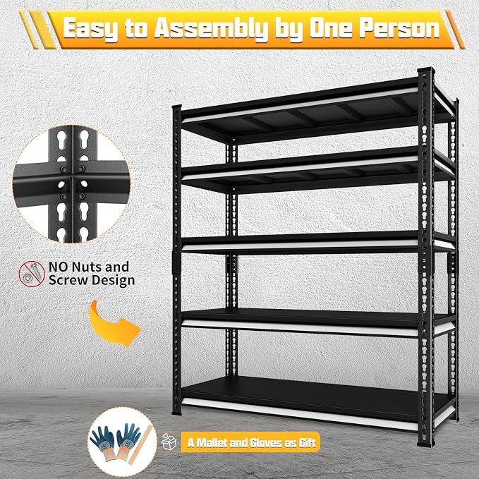 48" W Garage Shelving Heavy Duty, 2800LBS Loads Adjustable Garage Storage - Image 6