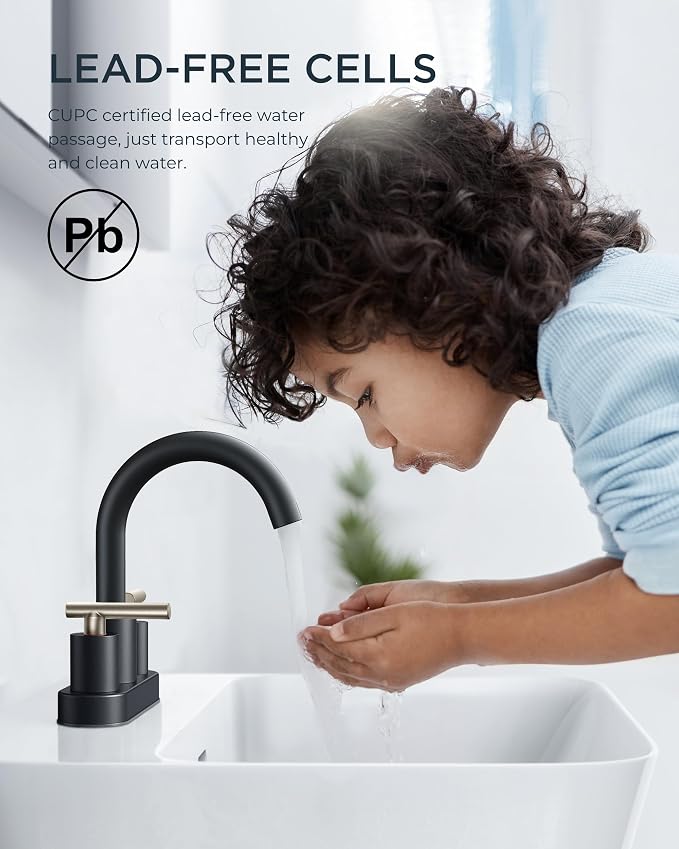 FORIOUS 4 Inch Centerset Bathroom Sink Faucet Black and Brushed Nickel - Image 4
