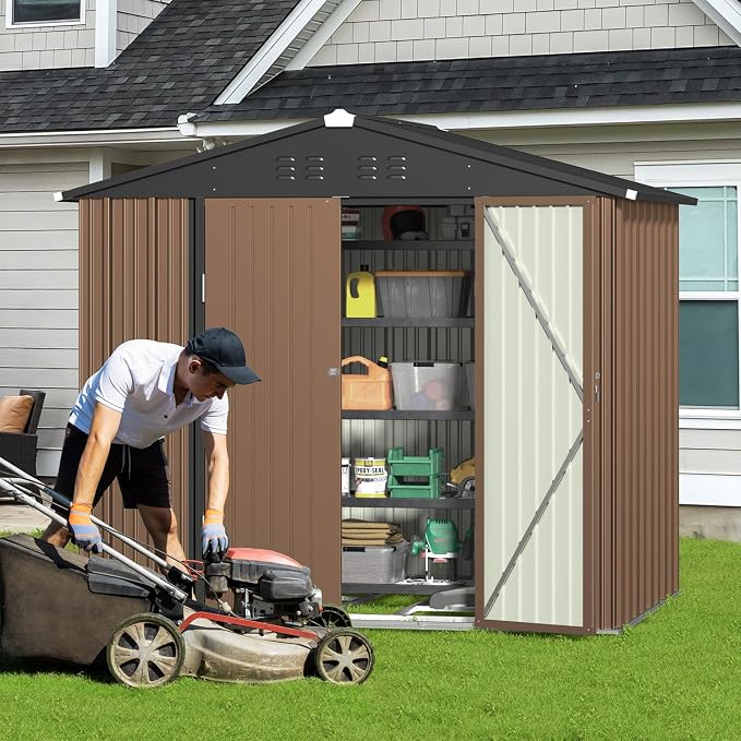 Gizoon Outdoor Storage Shed 8 x 6 FT, Galvanized Metal Garden Shed - Image 2