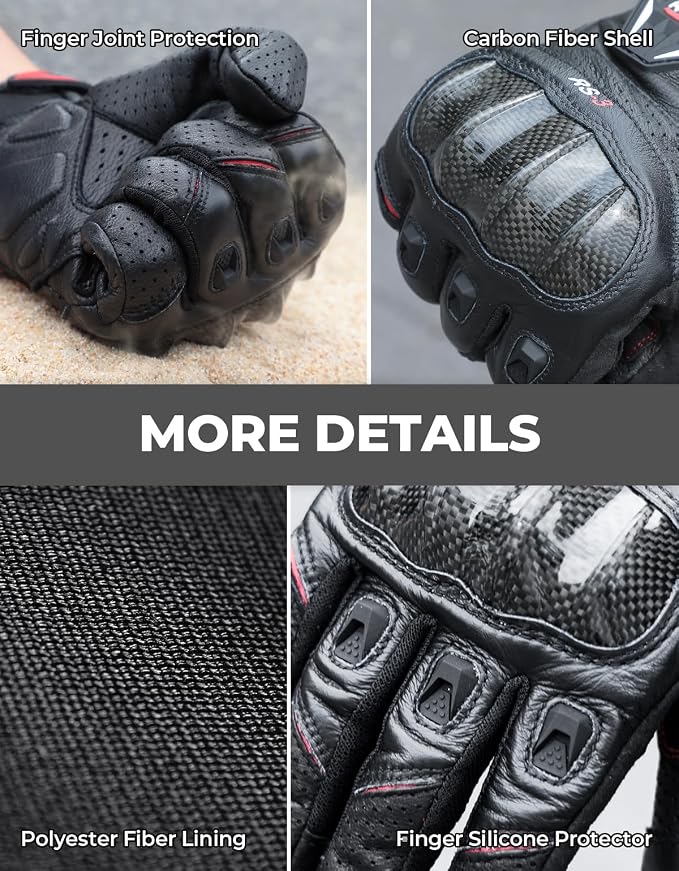 KEMIMOTO Sheepskin Leather Motorcycle Gloves - Image 3