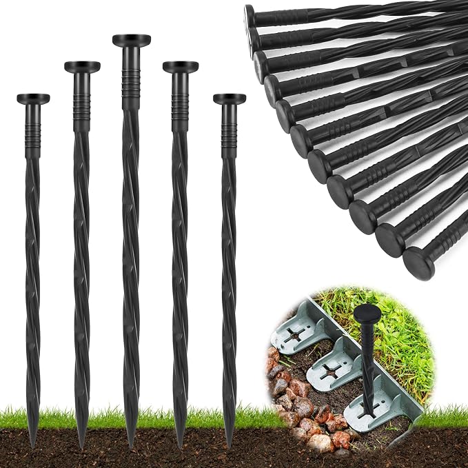 Landscape Edging Stakes, Spiral Nylon Anchoring Spikes by Garaook