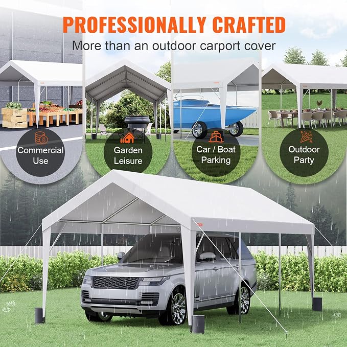 VEVOR Upgraded 10x20 ft Heavy Duty Carport Car Canopy, Car Port Garage Boat - Image 6