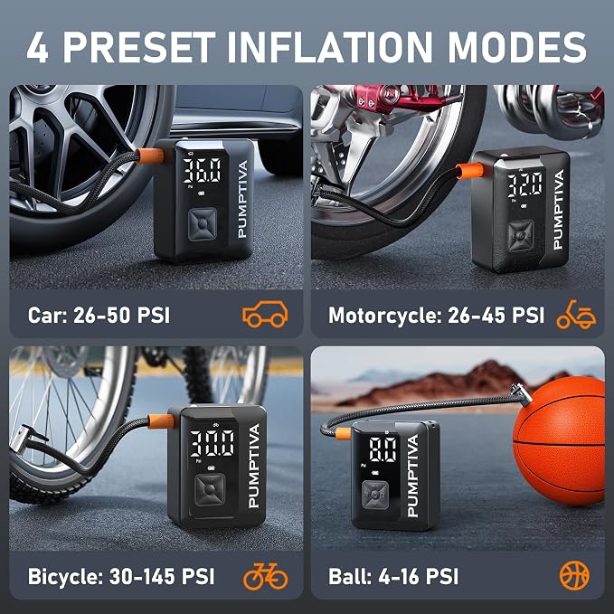 Tire Inflator Portable Air Compressor, 150 PSI Portable Electric Bike Pump Auto - Image 7