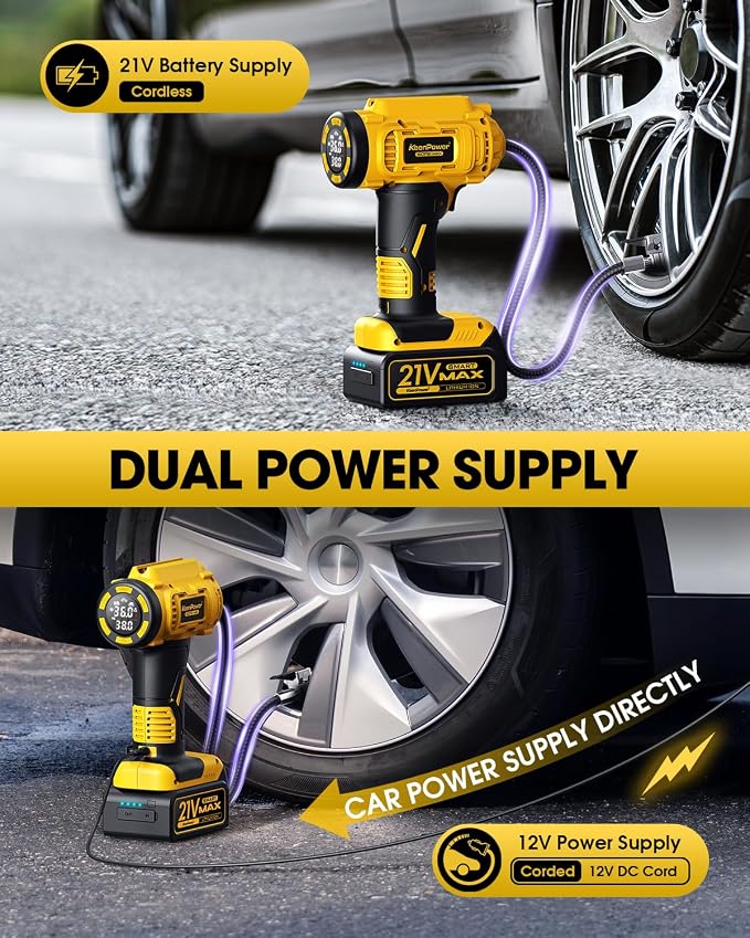 Cordless Tire Inflator Portable Air Compressor, 160PSI Car Tire Air Pump - Image 5