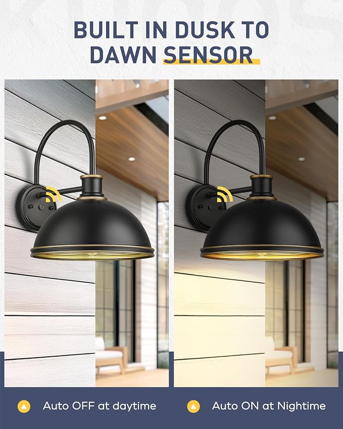 kudos Dusk to Dawn Porch Light Motion Sensor Outdoor Gooseneck Light Fixture - Image 5