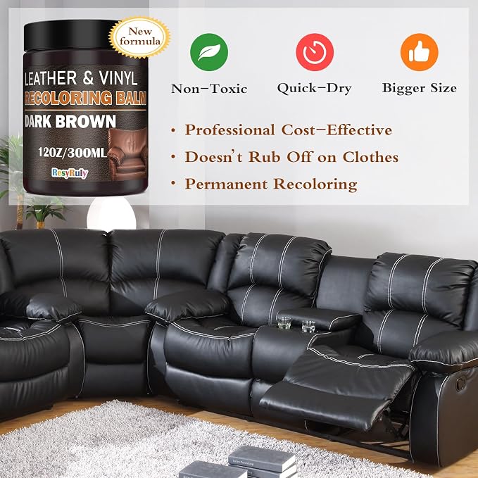 Leather Recoloring Balm Dark Brown Leather Dye Vinyl Paint Car Interior Seat - Image 3