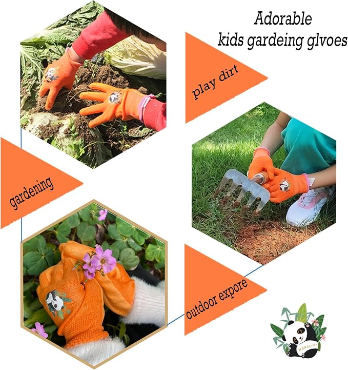 HANDLANDY 2 Pairs Kids Gardening Gloves, Toddler Children Garden Yard Work - Image 4