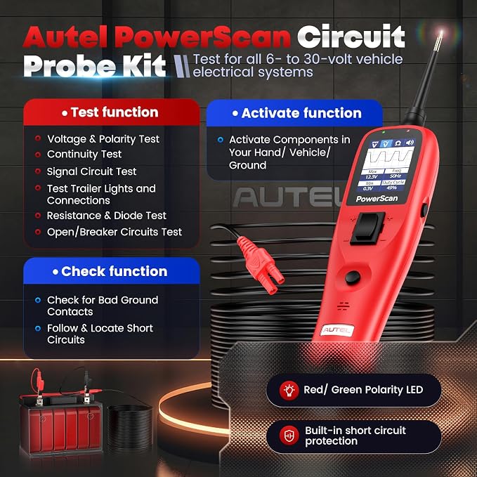 Autel PowerScan Automotive Circuit Tester, Power Circuit Probe Tool, 12-24V - Image 2