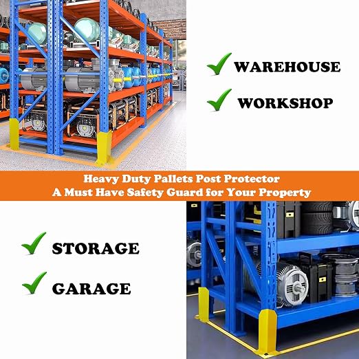 Pallet Rack Post Protectors 12" Height Steel Pallet Rack Guard, Safety Yellow - Image 5