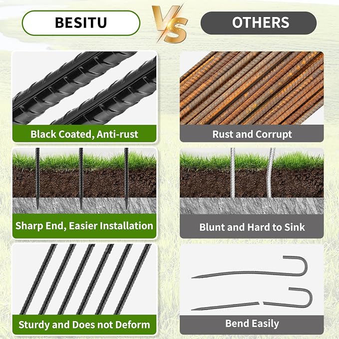 24 inches J Hook Rebar Stakes, Extra Long Garden Stakes - Image 4