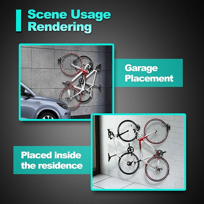 Swivel Bike Wall Mount- 4 Pack Garage Wall Mount Hangers, Space-Saving Swivel - Image 7