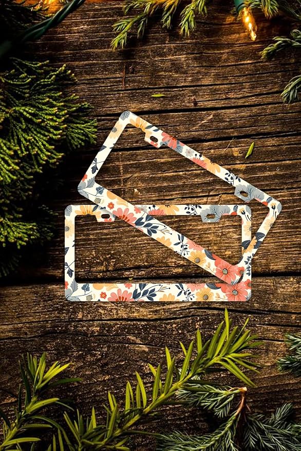 Colorful Floral Flowers License Plate Frames - Image 7