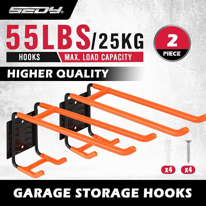 2-Piece 9.4" Heavy Duty Garage Hooks, Sturdy Utility Hooks Holds 55 LB Wall - Image 2