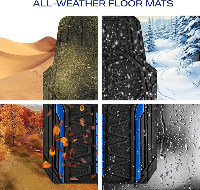 Skechers Car Floor Mats, Heavy Duty Rubber Car Mats Full Set, All Weather Floor - Image 7