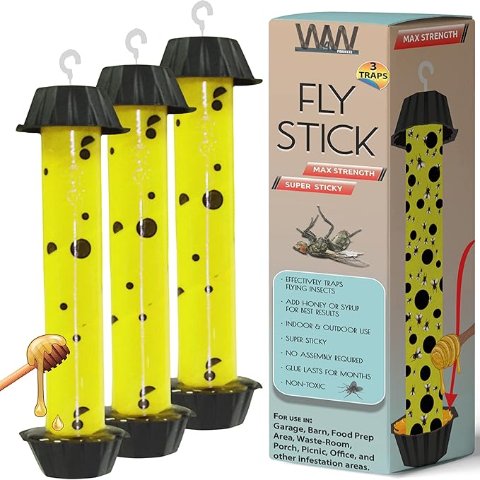 W4W, Jumbo Fly Stick- Super Sticky Fly Trap, Bugs Flies & Insects- by W4W