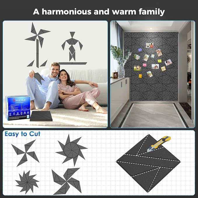 12 Pack Self-Adhesive Soundproof Wall Panels, 1.2lb/ft³ High Density, Thicker - Image 4