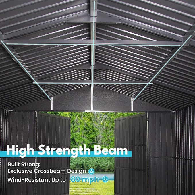 Domi 12'x25' Metal Garage Shed, Heavy Duty Outdoor Steel Carport - Image 4
